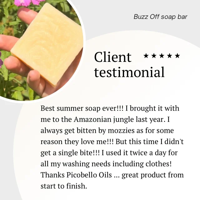 We absolutely LOVED receiving this feedback on our Buzz Off soap bar 🤩✨

If it works in the Amazonian jungle…we’re doing something right 🙌🐝

If you’re hoping to avoid the insect bites this summer then we’ve got you covered! 

#soapbars #zerowasteskincare